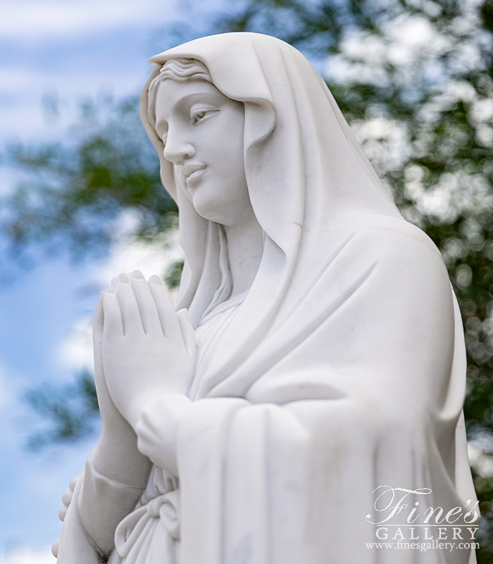 Marble Statues  - A Statuary White Marble Our Lady Of Lourdes Statue - 63 Inch - MS-1480